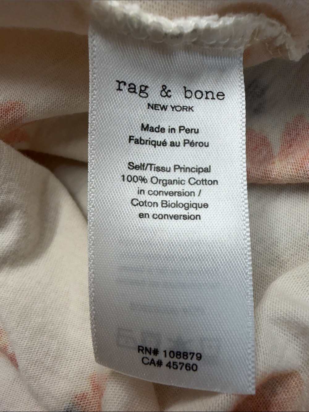 rag & bone All Over Poppy Floral Pima Cotton Jersey Tee White Orange Sz L - Picture 11 of 12